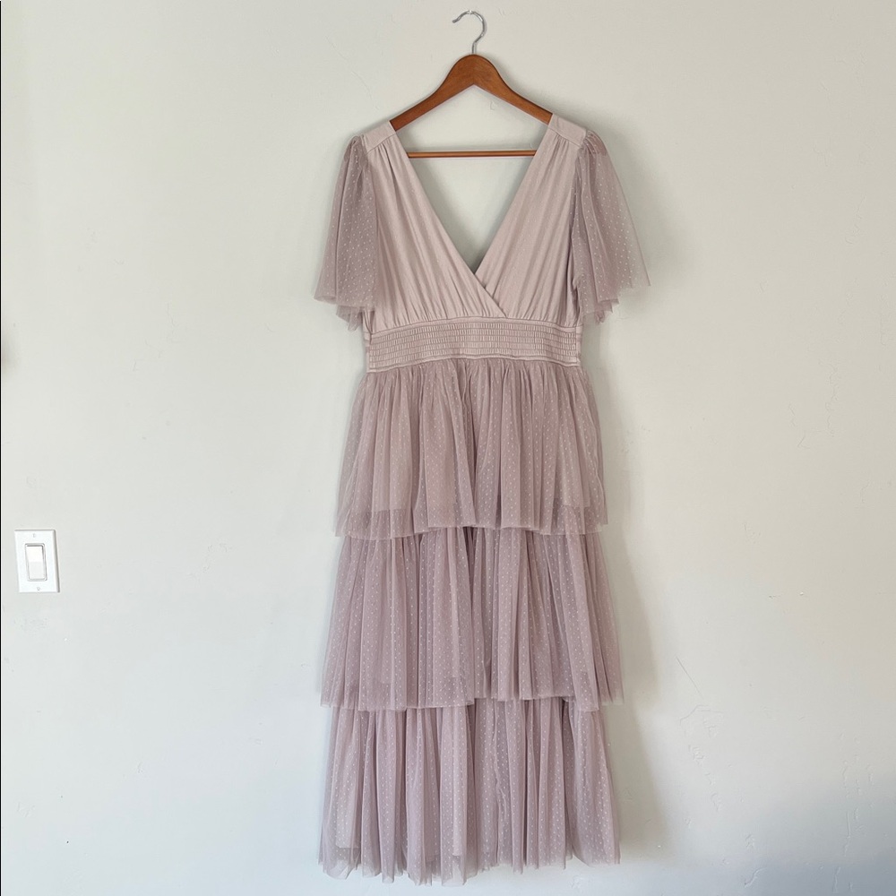Elegant Taupe Tiered Dress